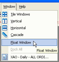 Menu option - Window - Float